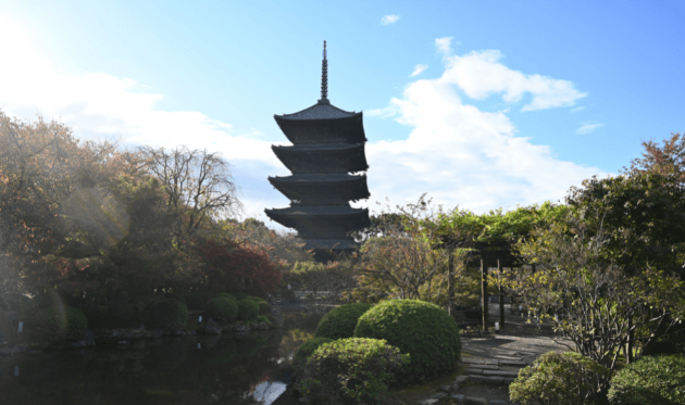 東寺の五重塔と庭園
