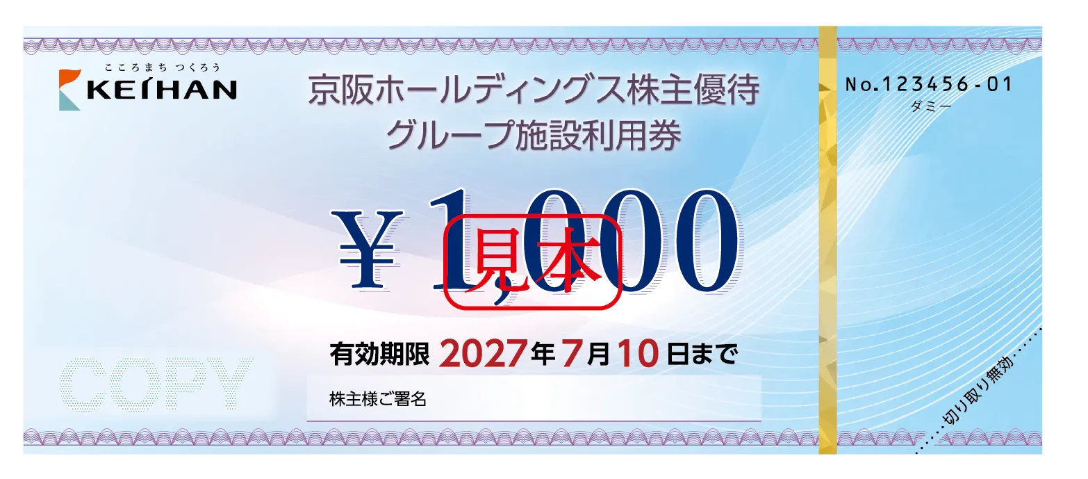 株主優待「グループ施設利用券」券面見本